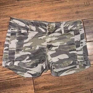 Express Y2K Camouflage Shorts Chinos Womens 4 Green Mid Rise Utility Gorpcore